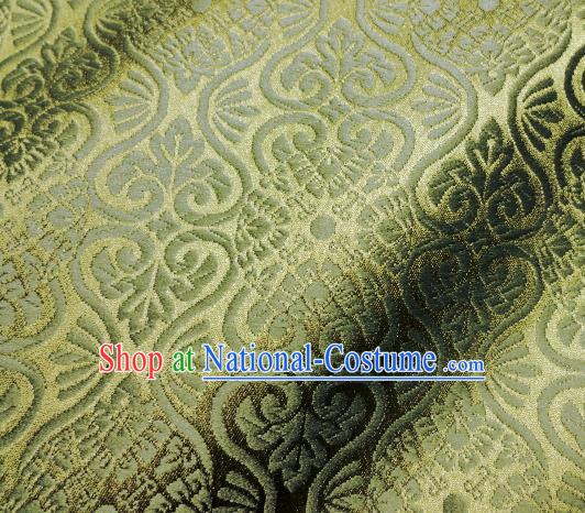 Asian Traditional Kyoto Kimono Brocade Classical Pattern Green Damask Fabric Japanese Tapestry Satin Silk Material