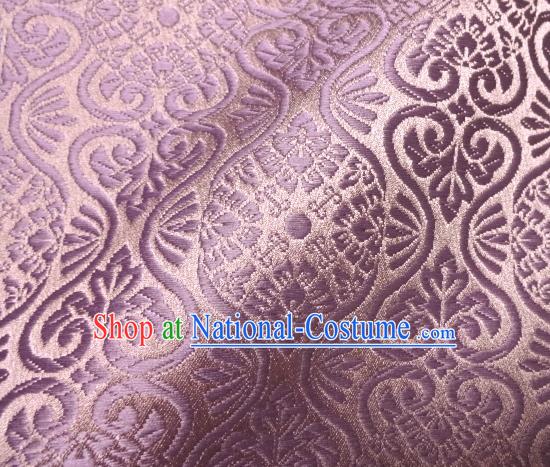 Asian Traditional Kyoto Kimono Brocade Classical Pattern Violet Damask Fabric Japanese Tapestry Satin Silk Material