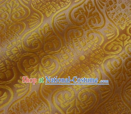 Asian Traditional Kyoto Kimono Brocade Classical Pattern Golden Damask Fabric Japanese Tapestry Satin Silk Material