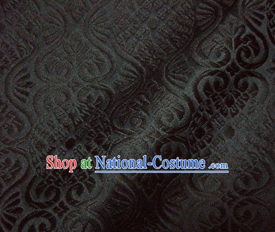 Asian Traditional Kyoto Kimono Brocade Classical Pattern Black Damask Fabric Japanese Tapestry Satin Silk Material