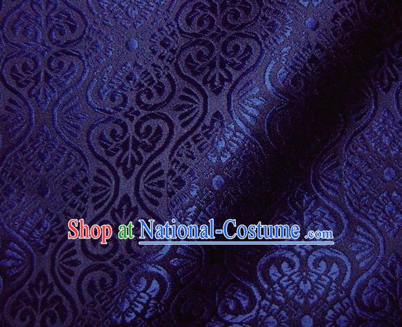 Asian Traditional Kyoto Kimono Brocade Classical Pattern Royalblue Damask Fabric Japanese Tapestry Satin Silk Material