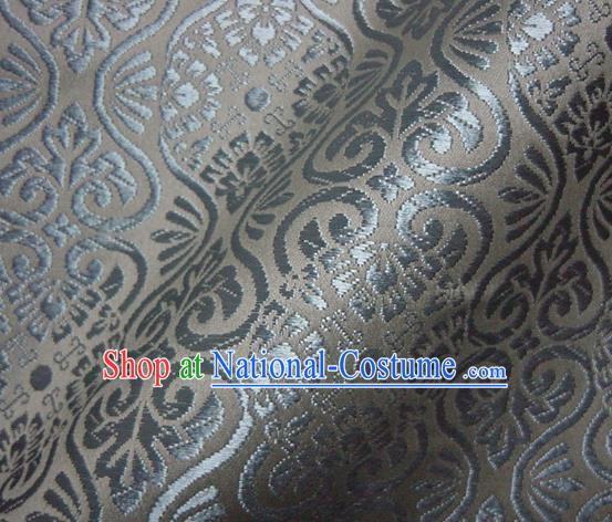 Asian Traditional Kyoto Kimono Brocade Classical Pattern Grey Damask Fabric Japanese Tapestry Satin Silk Material