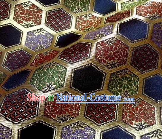 Asian Traditional Kyoto Kimono Brocade Classical Hexagon Pattern Damask Fabric Japanese Tapestry Satin Silk Material