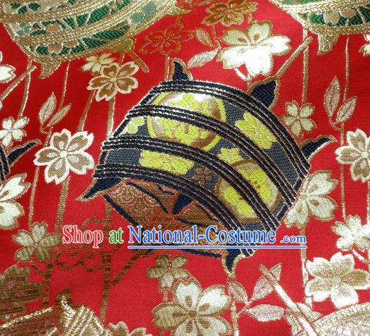 Asian Traditional Kyoto Kimono Brocade Classical Pattern Red Damask Fabric Japanese Tapestry Satin Silk Material