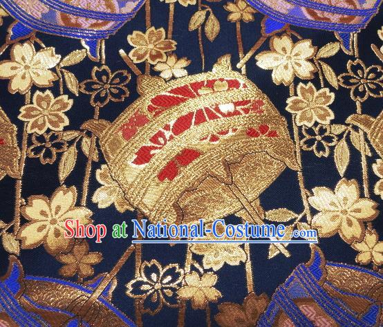 Asian Traditional Kyoto Kimono Brocade Classical Pattern Black Damask Fabric Japanese Tapestry Satin Silk Material