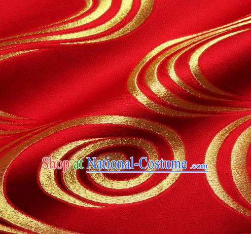 Asian Traditional Red Brocade Japanese Kimono Classical Pattern Damask Fabric Tapestry Satin Silk Material