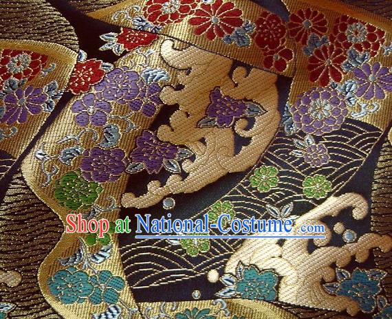 Asian Traditional Damask Brocade Fabric Japanese Kimono Classical Sakura Pattern Tapestry Satin Silk Material