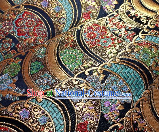 Asian Traditional Damask Brocade Fabric Japanese Kimono Classical Wave Pattern Tapestry Satin Silk Material