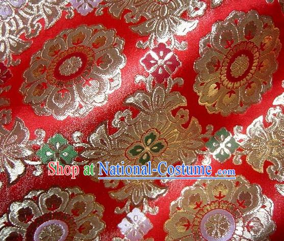 Asian Traditional Classical Pattern Red Damask Brocade Fabric Japanese Kimono Tapestry Satin Silk Material