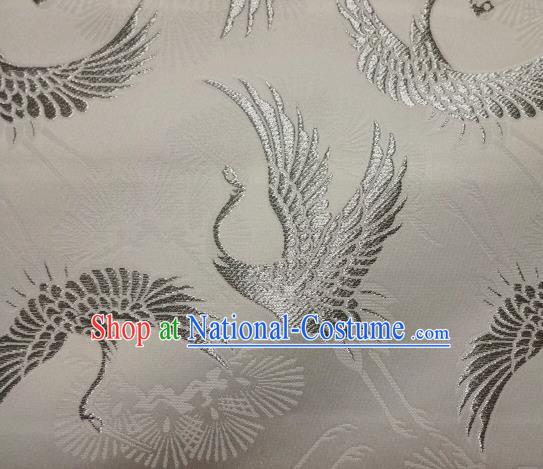 Asian Traditional Japanese Kimono Classical Cranes Pattern Tapestry Satin Brocade Fabric Baldachin Silk Material