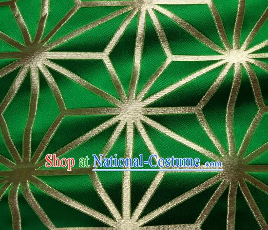 Asian Japanese Traditional Green Brocade Classical Pattern Baldachin Fabric Kimono Tapestry Satin Silk Material