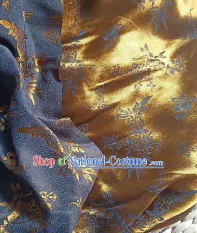 Asian Traditional Watered Gauze Fabric Classical Leaf Pattern Golden Brocade Satin Silk Material