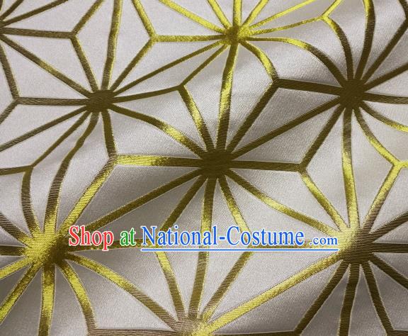 Asian Japanese Traditional White Brocade Classical Pattern Baldachin Fabric Kimono Tapestry Satin Silk Material