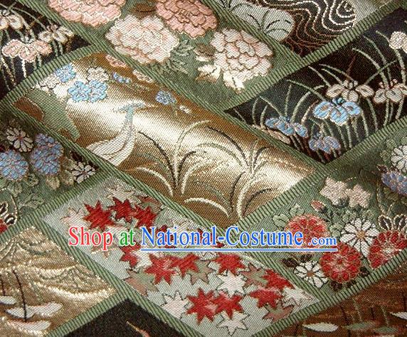 Asian Japanese Traditional Brocade Fabric Classical Orchid Pattern Baldachin Kimono Tapestry Satin Silk Material