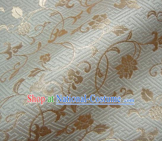 Asian Japanese Traditional Kimono Tapestry Satin Classical Golden Scroll Pattern Brocade Fabric Baldachin Silk Material