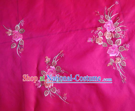 Asian Traditional Fabric Classical Embroidered Peony Pattern Rosy Watered Gauze Brocade Chinese Satin Silk Material