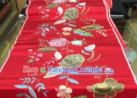 Asian Traditional Fabric Classical Peony Pattern Red Brocade Chinese Satin Silk Material