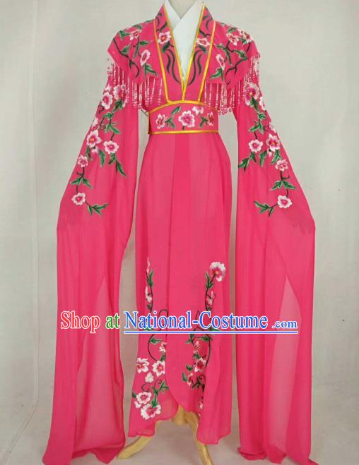 Chinese Traditional Beijing Opera Peri Princess Rosy Embroidered Dress Ancient Nobility Lady Costume for Women