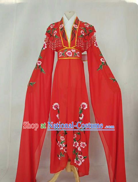 Chinese Traditional Beijing Opera Peri Princess Red Embroidered Dress Ancient Nobility Lady Costume for Women