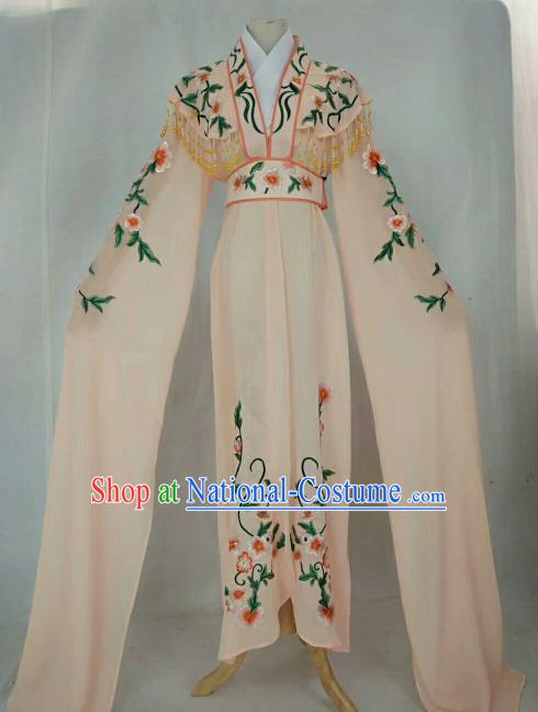 Chinese Traditional Beijing Opera Peri Princess Pink Embroidered Dress Ancient Nobility Lady Costume for Women