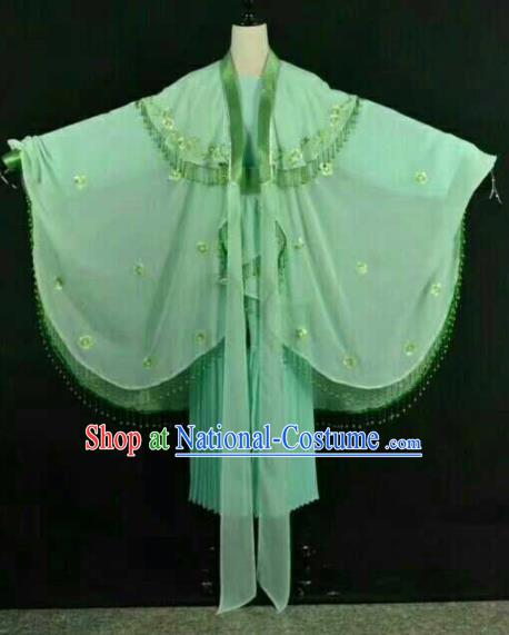 Chinese Traditional Beijing Opera Blues Green Dress Ancient Swordswoman Costume for Women