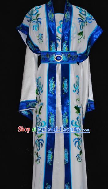 Chinese Traditional Beijing Opera Niche Embroidered Blue Robe Peking Opera Scholar Costume for Men