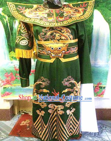 Chinese Traditional Beijing Opera Warrior Embroidered Green Clothing Peking Opera Takefu Costume for Men