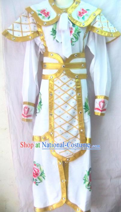 Chinese Traditional Beijing Opera Female Warrior White Clothing Ancient Swordswoman Embroidered Costume for Women