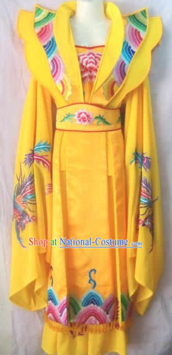 Chinese Traditional Beijing Opera Court Yellow Dress Ancient Queen Embroidered Costume for Women