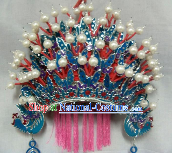 Chinese Traditional Beijing Opera Bride Phoenix Coronet Hair Accessories Ancient Female General Headwear for Women