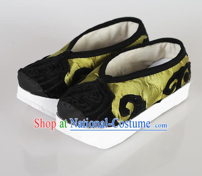 Traditional Chinese Beijing Opera Pantaloon Embroidered Shoes Ancient Hanfu Green Shoes for Women