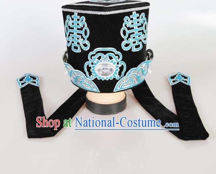 Chinese Traditional Beijing Opera Rich Man Hat Ancient Ministry Councillor Headwear for Men