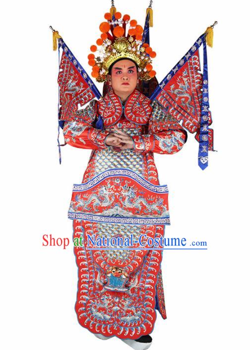 Chinese Traditional Beijing Opera Takefu Clothing Ancient General Red Costume for Men