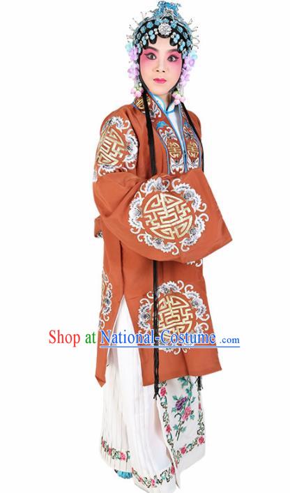 Chinese Traditional Beijing Opera Pantaloon Orange Dress Ancient Landlord Shiva Embroidered Costume for Women