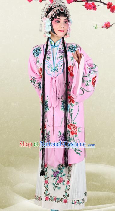 Chinese Traditional Beijing Opera Princess Pink Dress Ancient Palace Lady Embroidered Costume for Women