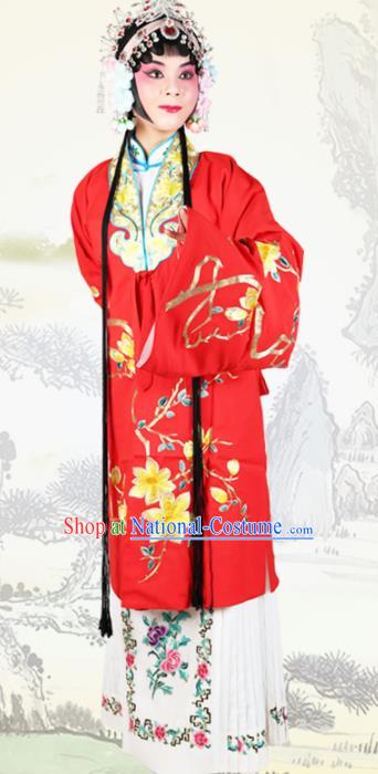 Chinese Traditional Beijing Opera Princess Embroidered Red Dress Ancient Palace Lady Costume for Women