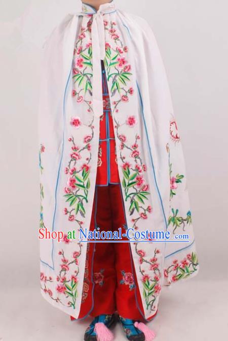 Chinese Traditional Beijing Opera Diva Embroidered White Cloak Ancient Palace Lady Costume for Women