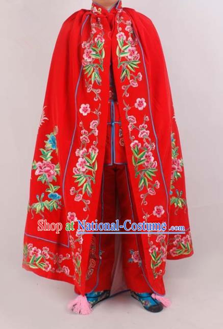 Chinese Traditional Beijing Opera Diva Embroidered Red Cloak Ancient Imperial Concubine Costume for Women