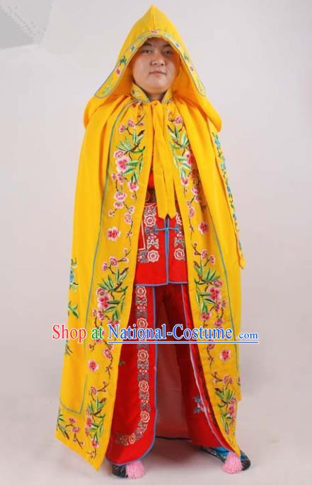 Chinese Traditional Beijing Opera Diva Embroidered Yellow Cloak Ancient Imperial Concubine Costume for Women