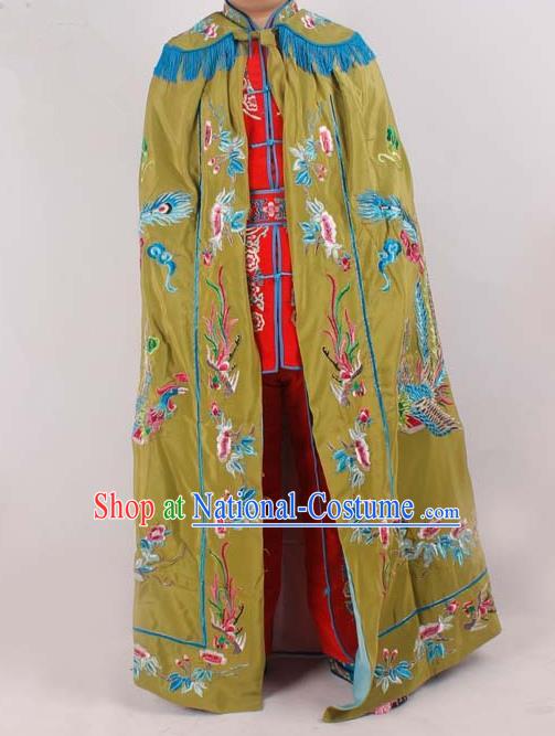 Chinese Traditional Beijing Opera Diva Embroidered Olive Green Cloak Ancient Imperial Concubine Costume for Women