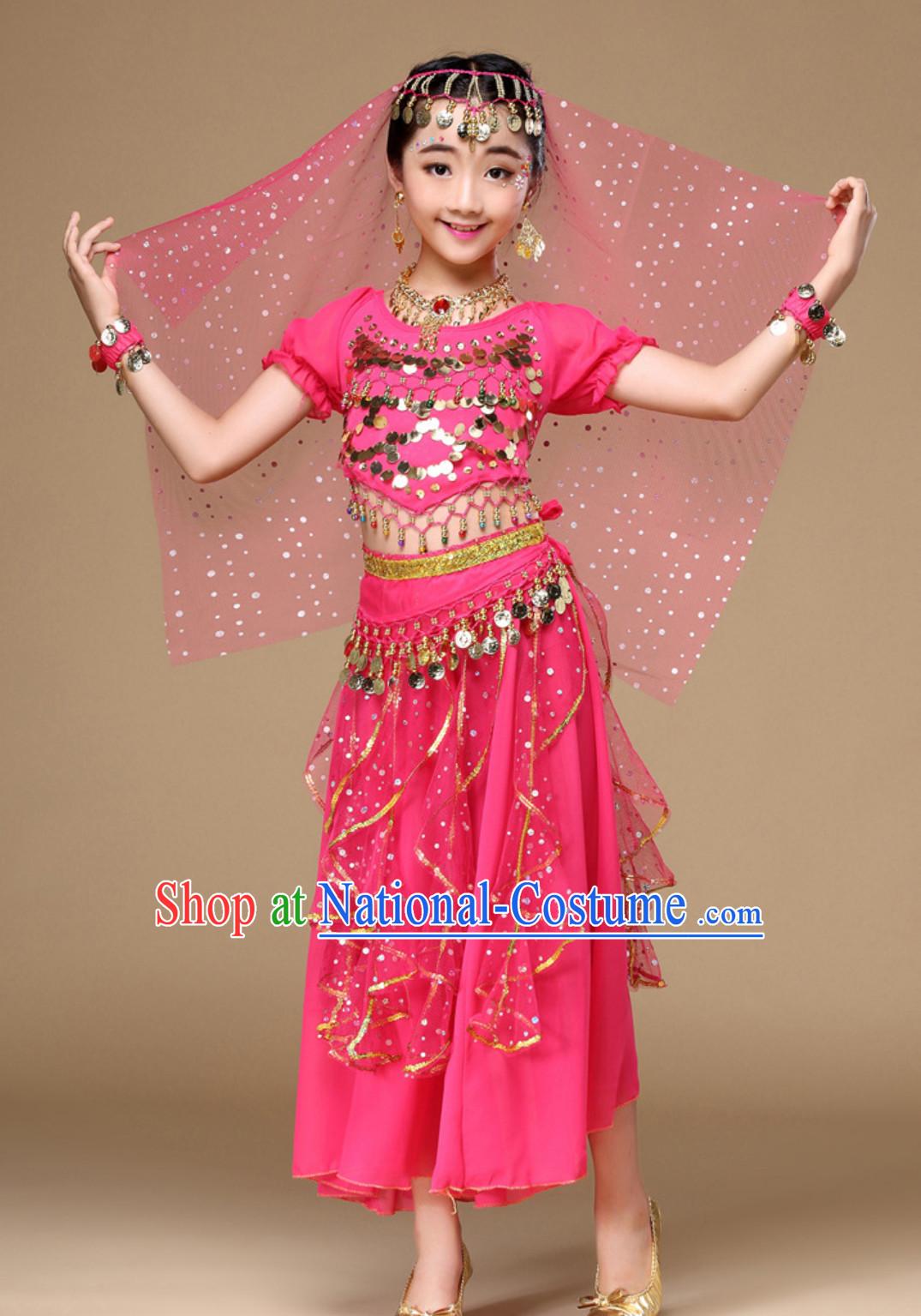 Indian Traditional Belly Dancing Costumes Asian India Oriental Dance Costume for Kids