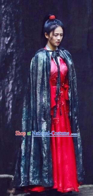 Chinese Drama Zhao Yao Ancient Swordswoman Female Knight Embroidered Red Costume for Women