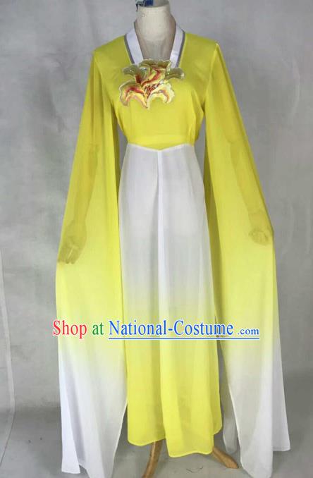 Chinese Traditional Beijing Opera Court Lady Embroidered Yellow Dress Ancient Peri Costume for Women