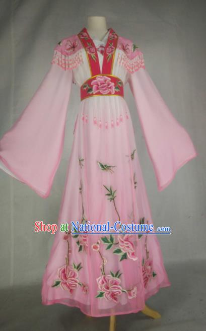 Chinese Traditional Beijing Opera Actress Embroidered Pink Dress Ancient Nobility Lady Costume for Women