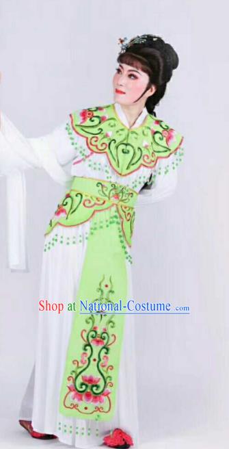 Chinese Traditional Beijing Opera Palace Lady Green Dress Ancient Peri Princess Embroidered Costume for Women