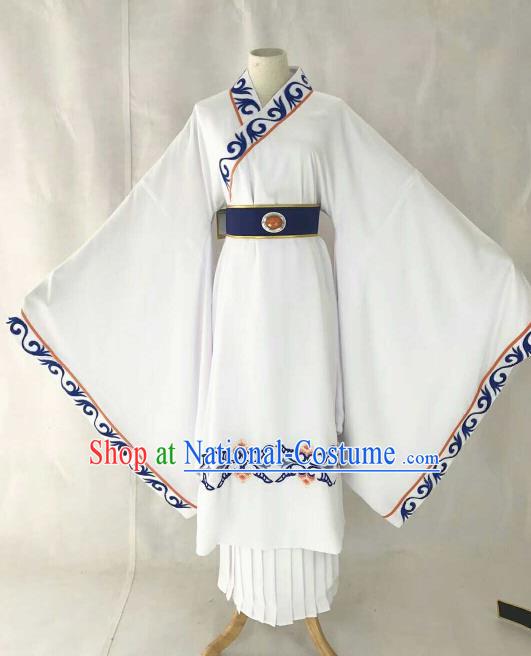 Chinese Traditional Beijing Opera Niche White Clothing Ancient Prince Scholar Embroidered Costume for Men