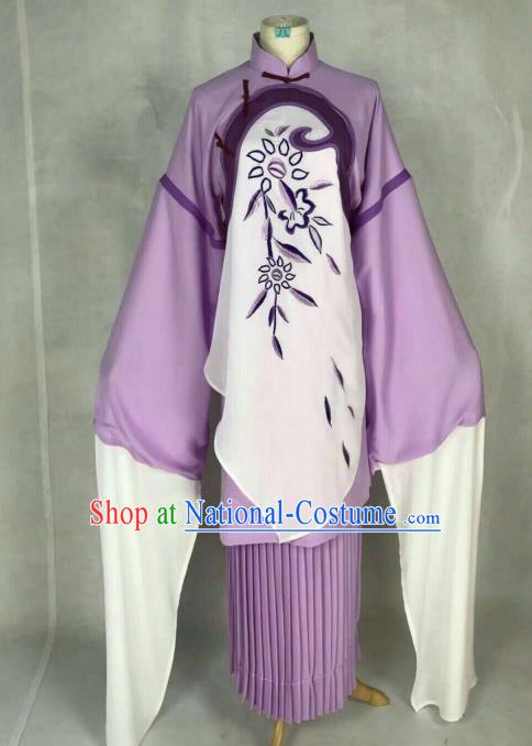 Traditional Chinese Peking Opera Court Maid Embroidered Purple Dress Ancient Maidservants Costume for Women