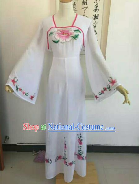 Traditional Chinese Peking Opera Peri Embroidered Pink Peony Dress Ancient Court Lady Costume for Women