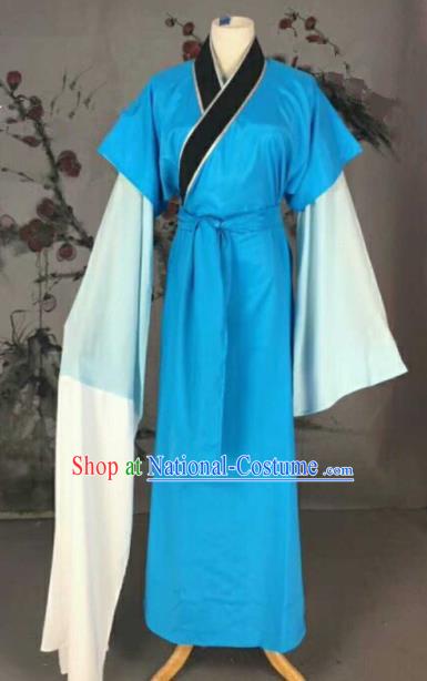 Chinese Traditional Beijing Opera Niche Blue Clothing Ancient Poor Scholar Costume for Men