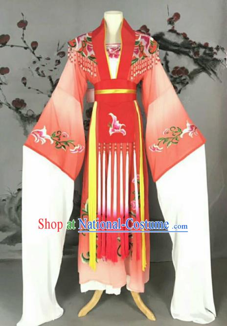 Traditional Chinese Peking Opera Nobility Lady Red Dress Ancient Peri Princess Costume for Women